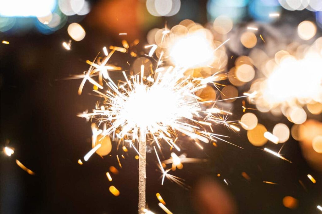 sober new years eve ideas, close up of a sparkler